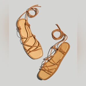 Madewell Soraya Lace-Up Sandal Tan Leather Wrap Strappy Size 9 New without box